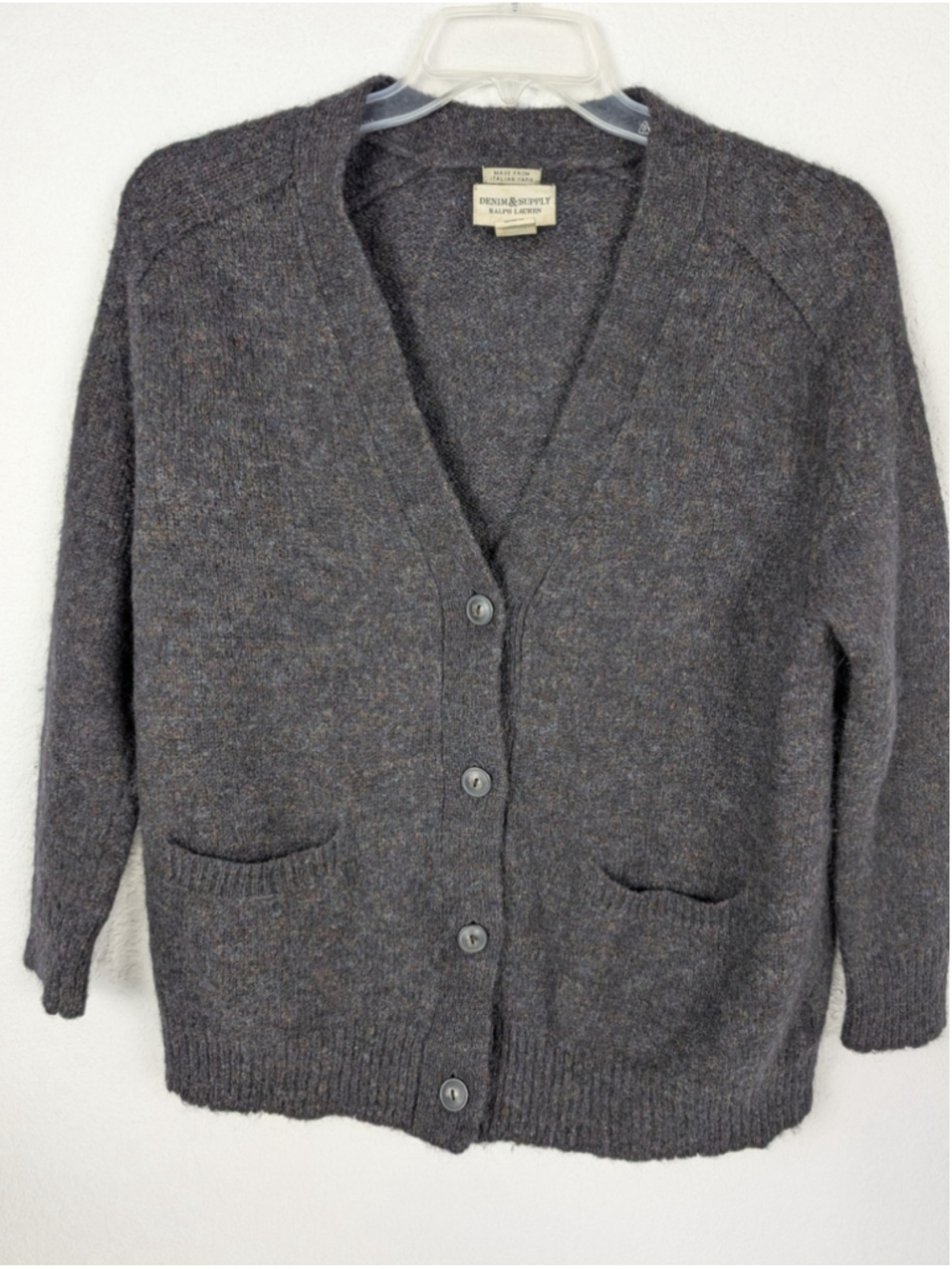 Denim & Supply Ralph Lauren Cardigan Sweater Sz L Gray Retro Preppy Grandpa